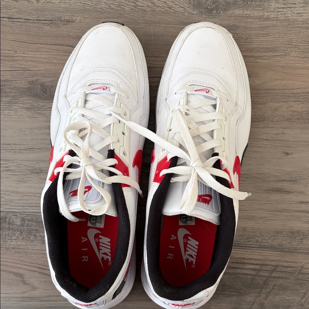 Nike Air White and Red Athletic Shoes